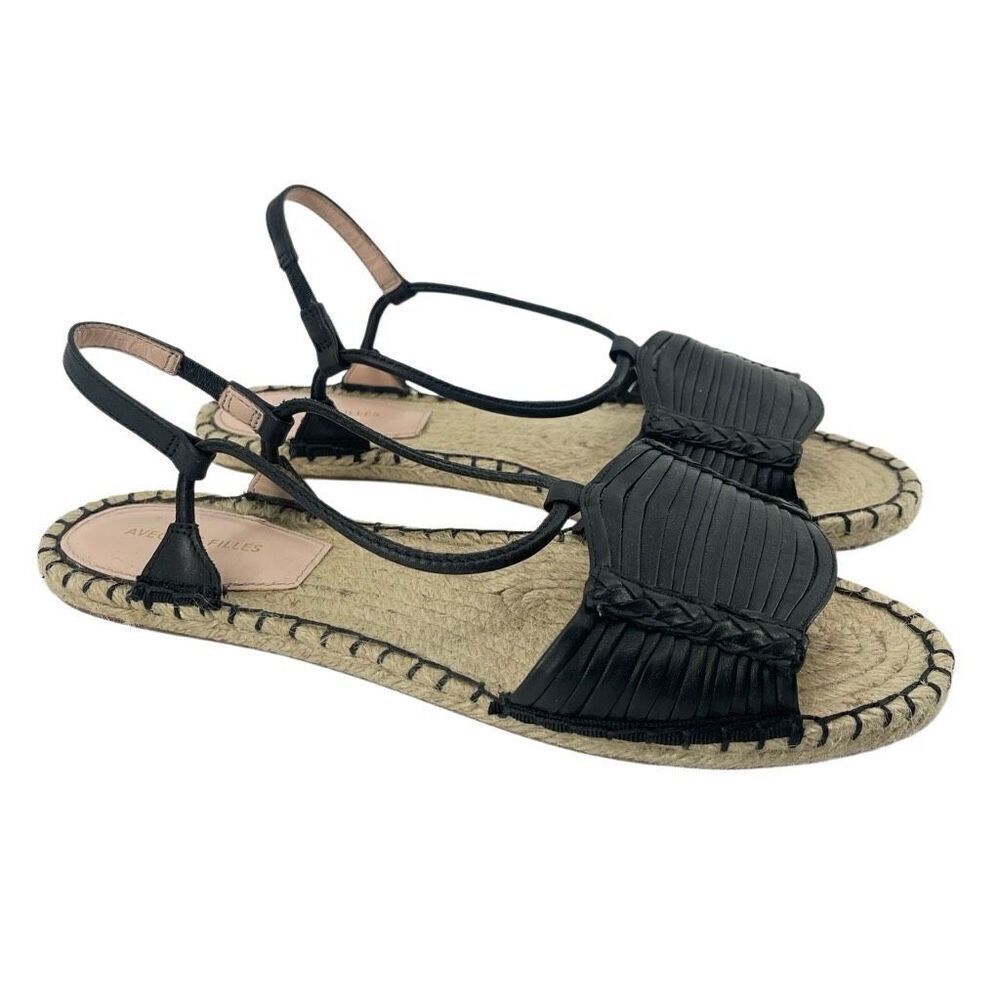 Avec Les Filles Women’s Black Genevie Open Toe Slingback Espadrille Sandals Sz 9